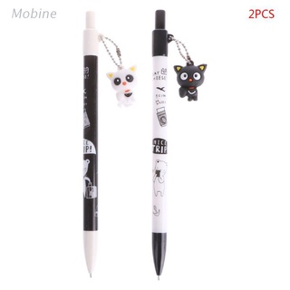 mobine 2 pzs lápiz mecánico con colgante de gato de dibujos animados de 0.5mm/lápiz automático de plástico