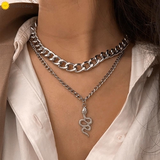 Collar con colgante de serpiente multicapa de moda cadena gruesa cadena para mujer collar accesorios