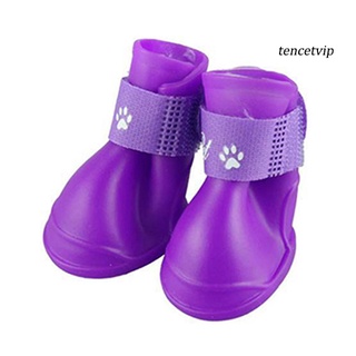 [Vip] juego de 4 botas de lluvia impermeables antideslizantes para gatos, perros, cachorros, mascotas (4)