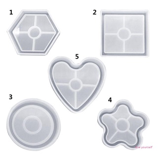 [HWD] Silicone Mold DIY Cup Pad Water Cup Mat Holder Epoxy Resin Crafts Molds Handmade Charms Jewelry Gifts Floral Shape Geometric Square Round Flower Creative Decoration