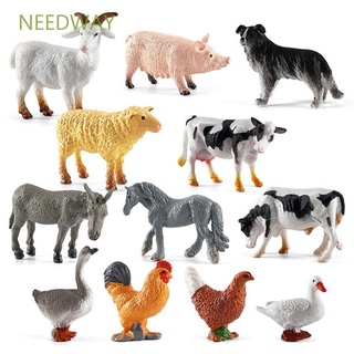 Needway 12pcs simulación Animal pollo colección educativa juguetes figuras miniaturas Mini aves de corral pato muñecas juguetes figuras PVC Animal modelo
