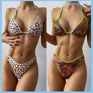 Mujeres Sexy moda de dos piezas Bikini impresión trajes de baño traje de baño conjunto de ropa de playa