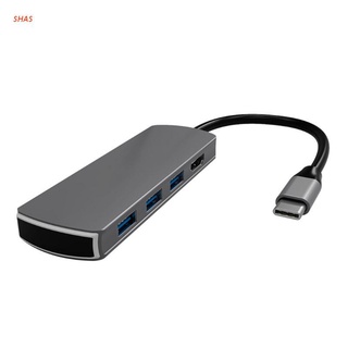 Shas USB tipo C Hub 8 en 1 USB-C tipo C divisor adaptador cargador Dock 3 puertos USB