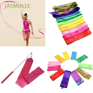 JASMIN1E 7 colores de entrenamiento Ballet Multicolor arte gimnasia varilla de giro nuevo gimnasio rítmico 4M cinta de baile Streamer/Multicolor