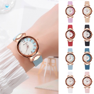 Women Girls Quartz Watch with PU Leather Band Arabic Numerals Small Scale Dress Watch