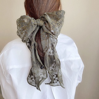 pelo scrunchie impreso tocado de encaje de las mujeres bufanda de pelo scrunchie para el uso diario