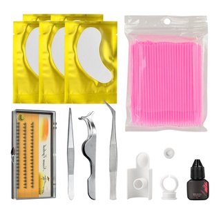 [lovos] juego de extensiones de pestañas profesionales de injerto de pestañas kit de herramientas rosa