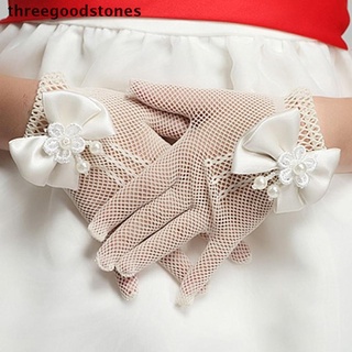 [threegoodstones] Girls wedding princess gloves mesh bow party birthday ceremony accessories New Stock (1)