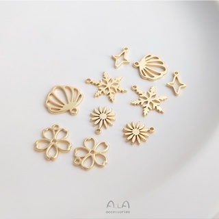 Color preserving 14K gold clad Cherry Blossom small star small daisy snowflake pendant handmade DIY first Jewelry Bracelet Earring Pendant