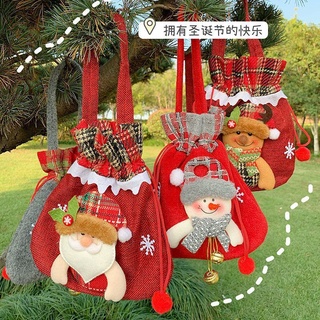 【Venta directa de fábrica】Bolsa de manzana con decoraciones de regalo de Navidad, bolsa de Navidad, fruta, caramelo, Cordón portátil para niños