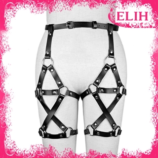 [Elih] cinturón de Cintura Pu para mujer con correas de arnés de arnés de Cintura para piernas