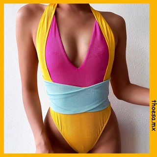 (wondlfg.mx) mujeres sexy moda de una pieza bikini empalme trajes de baño traje de baño conjunto de ropa de playa
