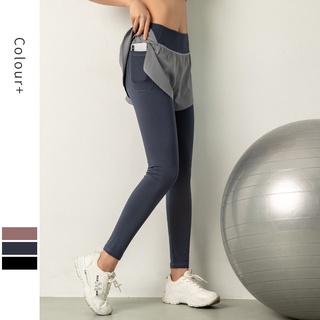 Women Plain Yoga Pants High Waist Fitness Sports Trousers Running Bottoming Leggings Jogger Cropped Pants With Skirt ZDQ#