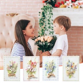 [QARA]Mother's Day Carnation Dried Flower Greeting Card Mother's Day Birthday Card