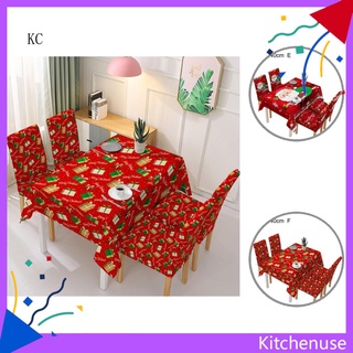 [KC] Mantel decorativo de papá noel patrón de silla conjunto Anti-desvanecimiento para el hogar