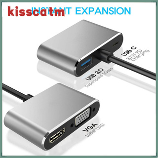 kiss 4 en 1 tipo c hub 4k vga 1080p pantalla dual pd usb 3.0 usb-c estación de acoplamiento