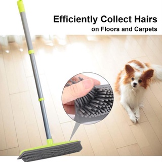 Cepillo de piso de limpieza para mascotas, escoba de goma, escoba, telescópica, mango largo de tres secciones
