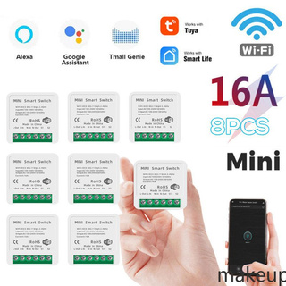 Smatrul 16a Tuya Mini Diy Inteligente Interruptor Wifi Push Switch 2 Vias Tilhop Genie/Google Casa Alexa 100-240v maquillaje
