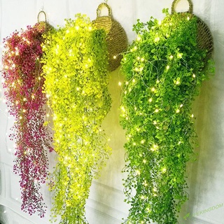 (municashop) 50/65/100 cm cesta colgante artificial paquete de vides falsas plantas de imitación verde hojas flores decoración de plantas para colgar en la pared