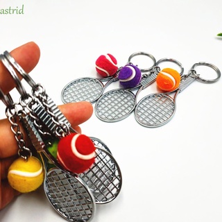 ASTRID Simulation Sports Key Chain Souvenir Mini Keychain Tennis Racket Keychain Cute Car Key Chain Key Rings Metal 6 color for Gifts Tennis Ball/Multicolor