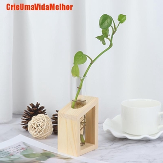 Cvm Vaso De Tubo De vidrio De madera porta Flores Para Plantas hidropónicas decoración del hogar (1)