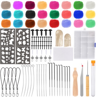 [Attractivefinebliss] Needle Felting Starter Kit for Beginners Felting Starter Kit with 24 Colours Rov