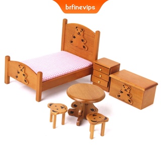 [brfinevips] 1/12 casa de muñecas miniatura de madera para muebles de dormitorio, cama, escritorio, decoración