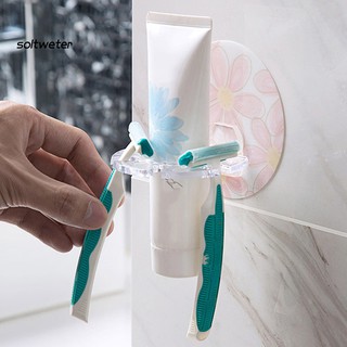 [st] soporte para cepillo de dientes sin perforaciones para baño, organizador de almacenamiento de pasta de dientes (5)