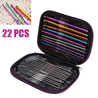 22 pzs Set de agujas de tejer rectas de acero inoxidable para Crochet MeetSellMall