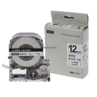 Cintas adhesivas negras blancas compatibles con cinta etiqueta Epson 12mm Para Lw-300 Lw-400 (1)