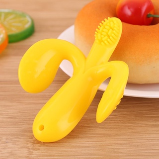 Cepillo de dientes de silicona seguro mordedor de bebé juguetes de masticación cuidado Dental (amarillo)