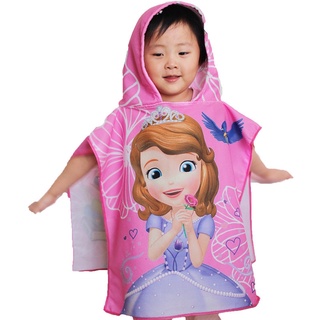 【KT】kid Towel children/ girls/princess Frozen pattern Cape hooded beach towel boy bath towel water absorption and quick drying summer swimming towel soft cape with hat (6)