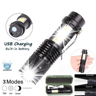 LED Flashlight USB Rechargeable Mini Portable Super Bright Pocket Small Home Long-range Outdoor Lighting topdeals2.mx