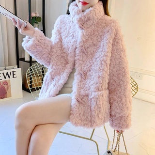 abrigo de mujer chaqueta de lana de cordero Abrigo de piel corto de las mujeres 2021 Otoño e Invierno nueva moda estilo coreano moda espesada piel de cordero abrigo cálido