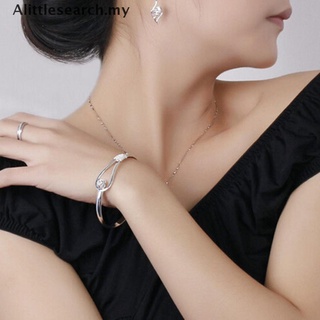 [Alittlesearch] nueva joyería de moda chapado en plata Simple círculo flor rosa brazalete brazalete MY (1)