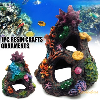 Corals Aquarium Decoration Fish Tank Resin Rock Mountain Cave Ornaments Betta Fish House for Betta Sleeps Rest Hide