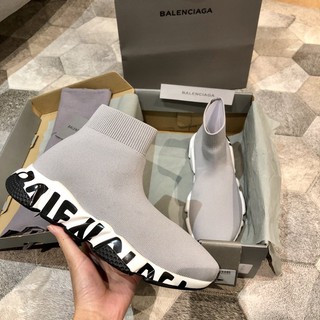 genuino 2021 nuevo balenciaga gris alta parte superior zapatillas de deporte negro letra logo hombres zapatos para mujer zapatos