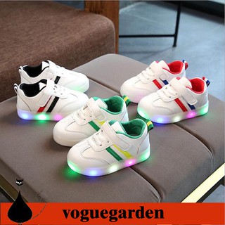 zapatos de rayas para niños/tenis luminosos con luz led
