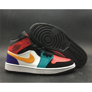 Auténtico En stock Nike air jordan tennis shoes Air Jordan 1 Mid ‘Bred’ Multi-Color sports shoes
