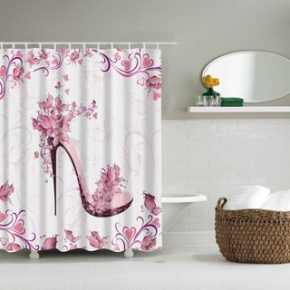 brroa flower - cortina de ducha con ganchos (180 x 180 cm)