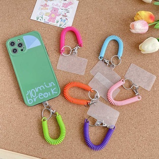 Fluorescent Color Mobile Phone Straps Card Anti-lost Spring Coil Earphone Case Bracelet Ornaments Car keychain Schoolbag pendant