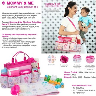 Baby Mommy Pink Bag Plus Perlak Baby Bag Set 3in1 niño necesita equipo (1)