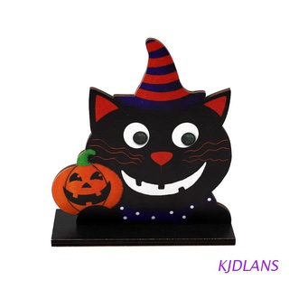 kjdlans calabaza gato negro halloween madera escritorio adornos decoración creativa para el hogar interior festival fiesta decoración de escritorio