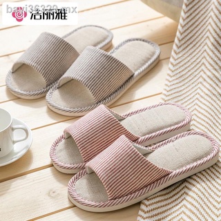 Jie Liya cuatro estaciones zapatillas de lino mujer hogar interior algodón lino mudo verano sandalias antideslizantes para el hogar hombre verano