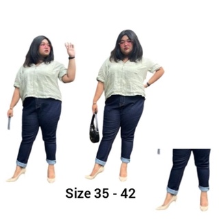 Mmj pantalones vaqueros de gran tamaño para mujer de gran tamaño Jumbo de moda Jeans flaco pliegue piernas