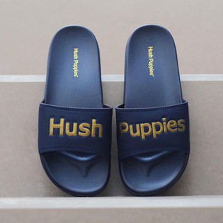 Hush Puppies Big Logo negro oro diapositivas sandalias Slop Hush cachorros hombres mujeres