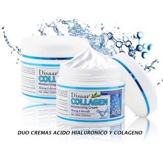 Paquete Dos Cremas De Acido Hialuronico + Colageno Hidratante Anti-Arrugas