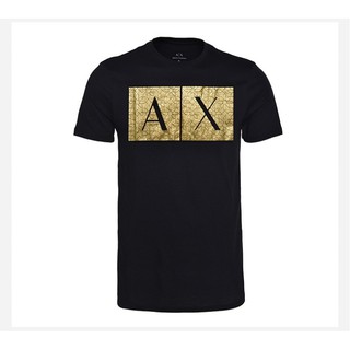 ARMANI EXCHANGE Men's Wear Men's AX Sports Short Sleeve T-Shirt Round Neck Black 3GZTRD 5257