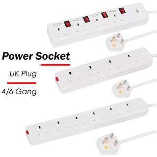 ENIGMA Plug and Play UK Plug Switch Faja electrica Toma de corriente Cable de extensión Profesional Cargador Home Cable de electricidad 4 / 6 Gang 3 m (8)