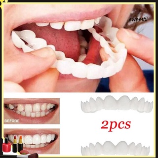 SW 2 piezas de silicona simulación superior inferior dientes dentadura blanqueamiento falso cubierta dental (1)